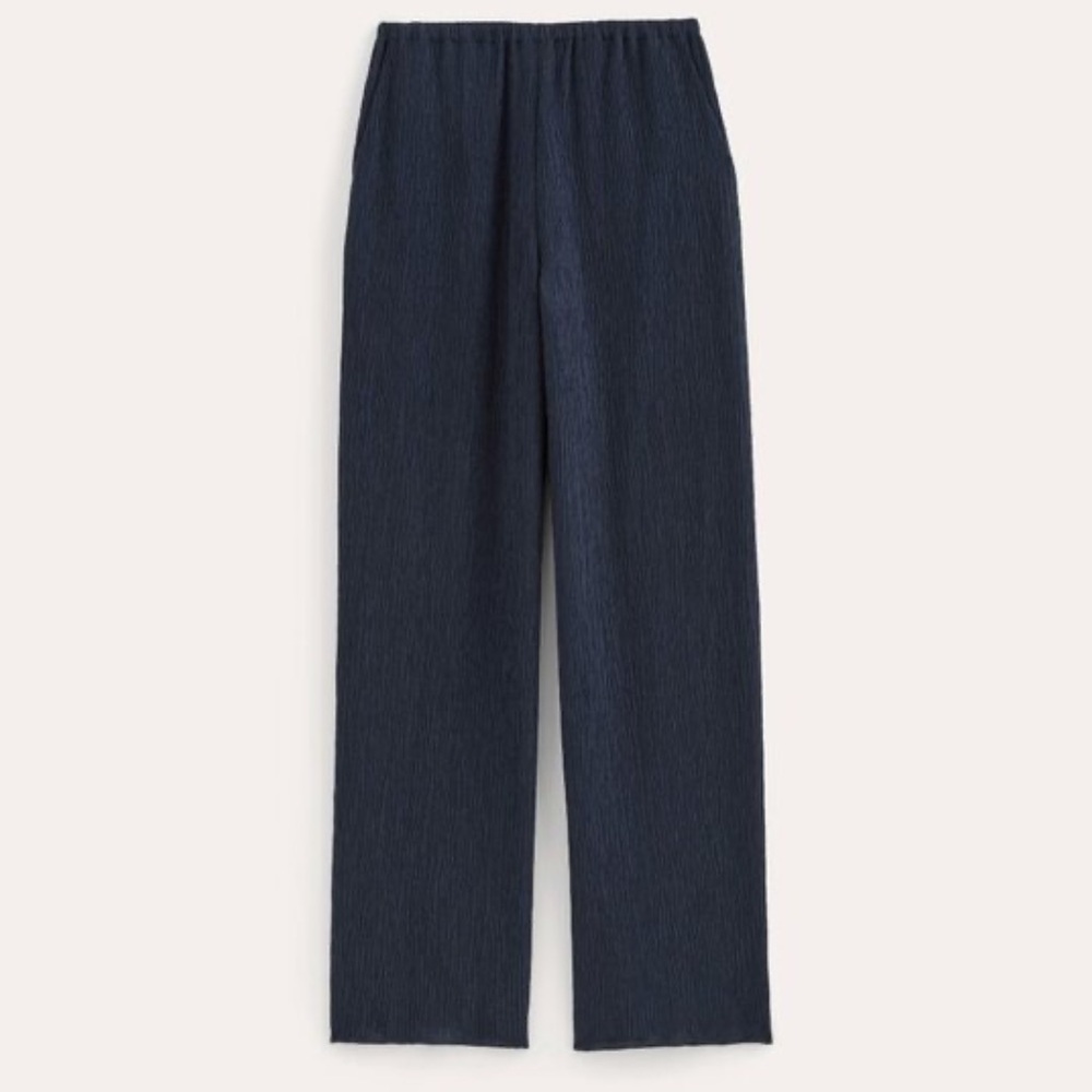 NWT EVERLANE NAVY CRINKLE PANTS large women